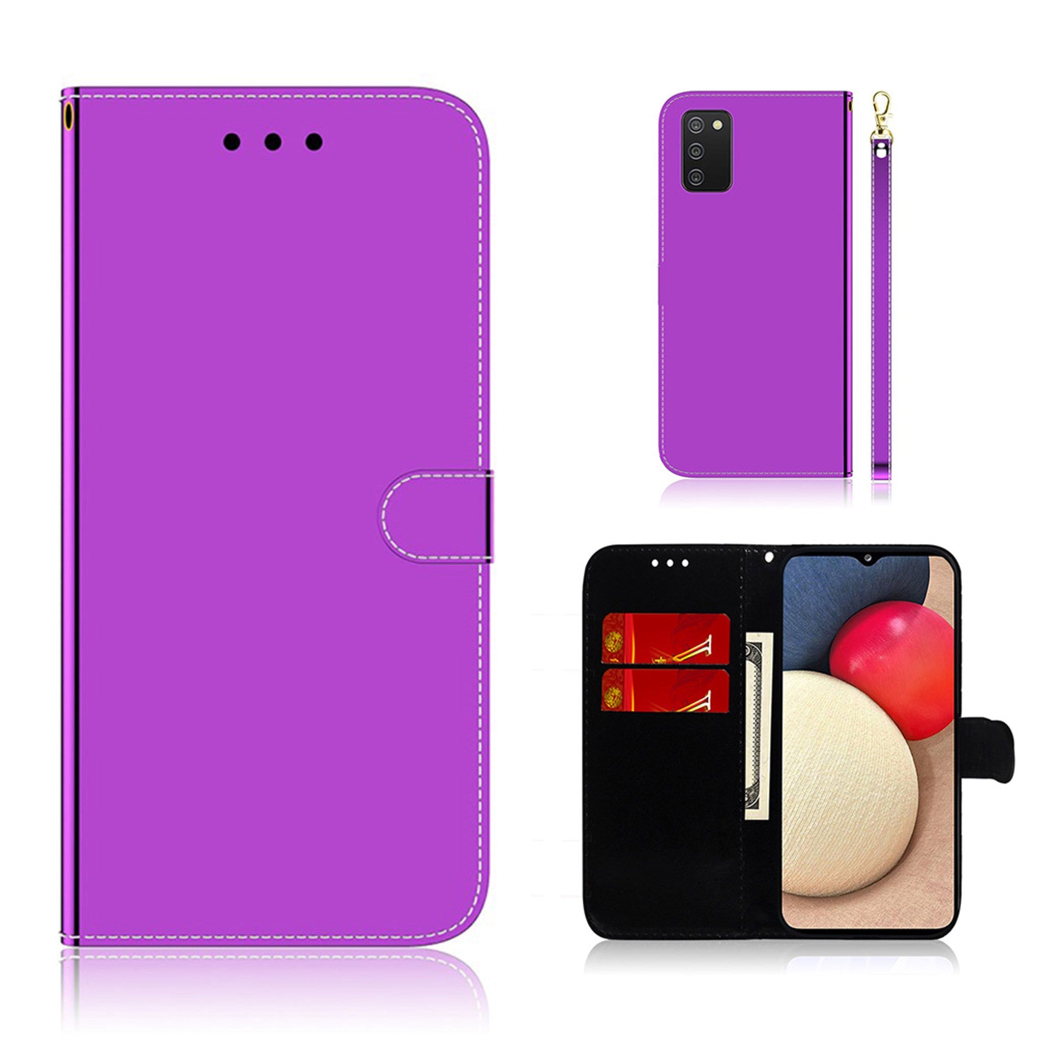 Mirror Samsung Galaxy A02s flip case - Purple