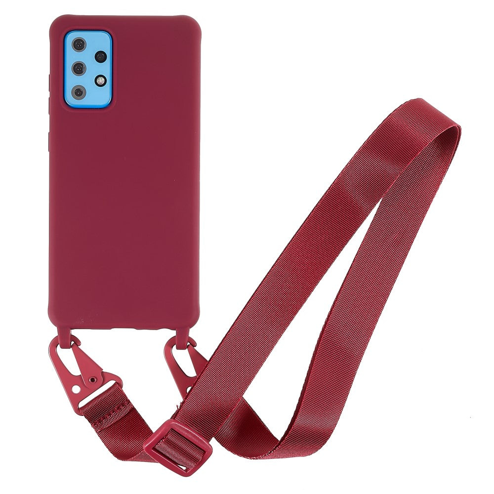 Thin TPU case with a matte finish and adjustable strap for Samsung Galaxy A72 5G - Red