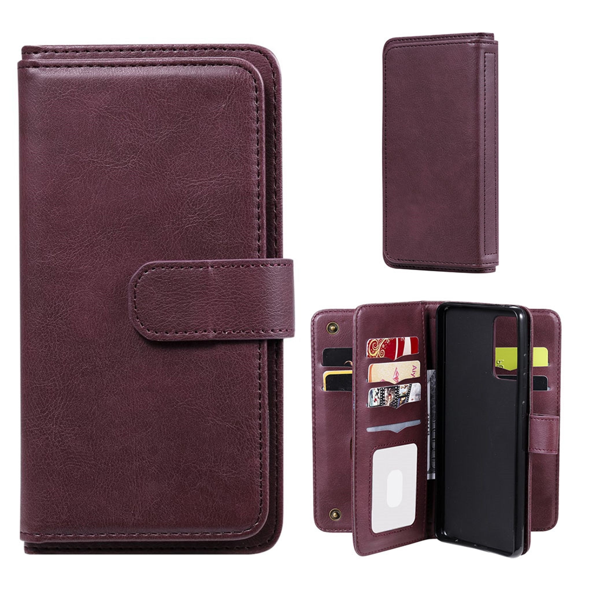 10-slot wallet case for Samsung Galaxy A72 5G - Wine Red