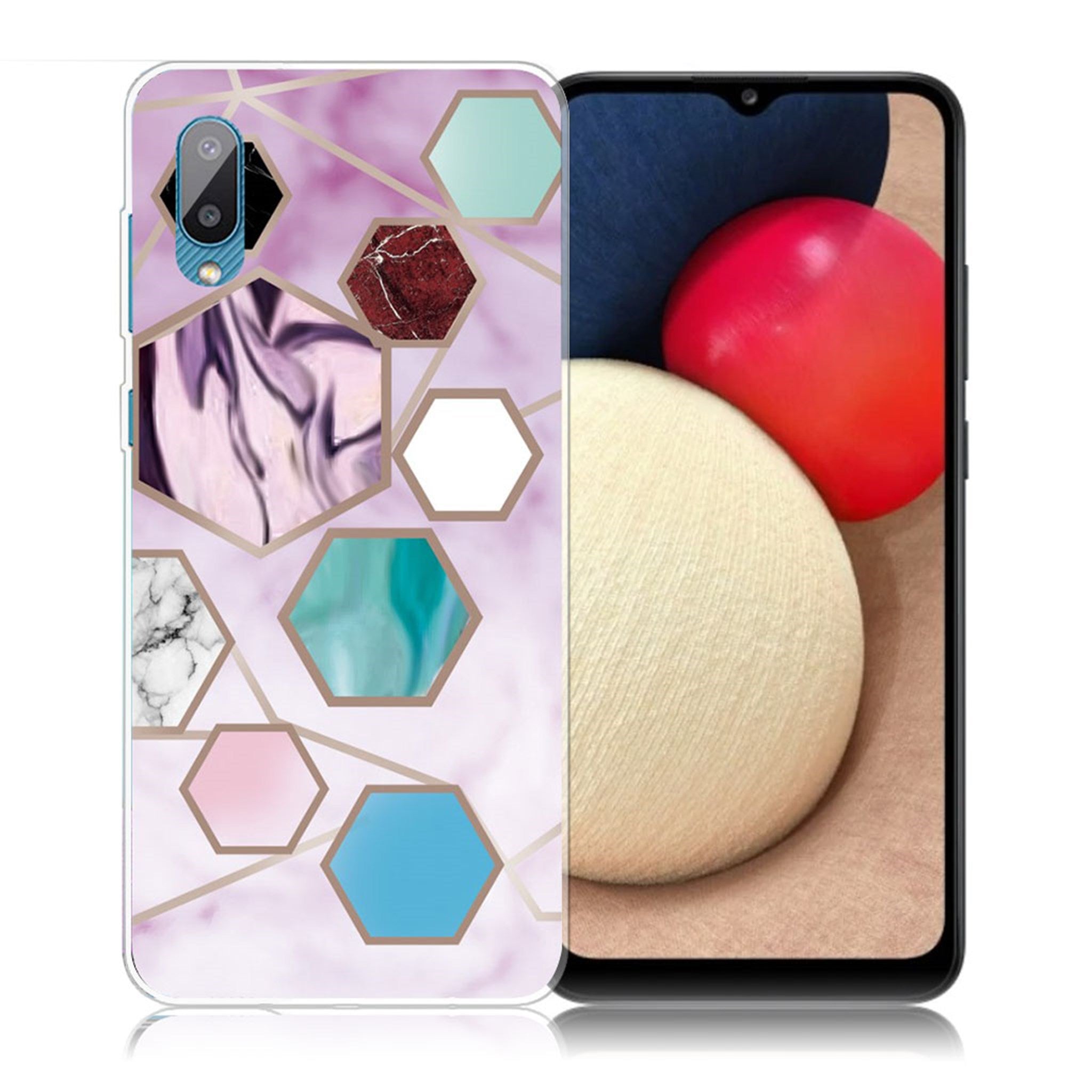 Marble Samsung Galaxy M02 / A02 case - Hexagon Fragments in Purple