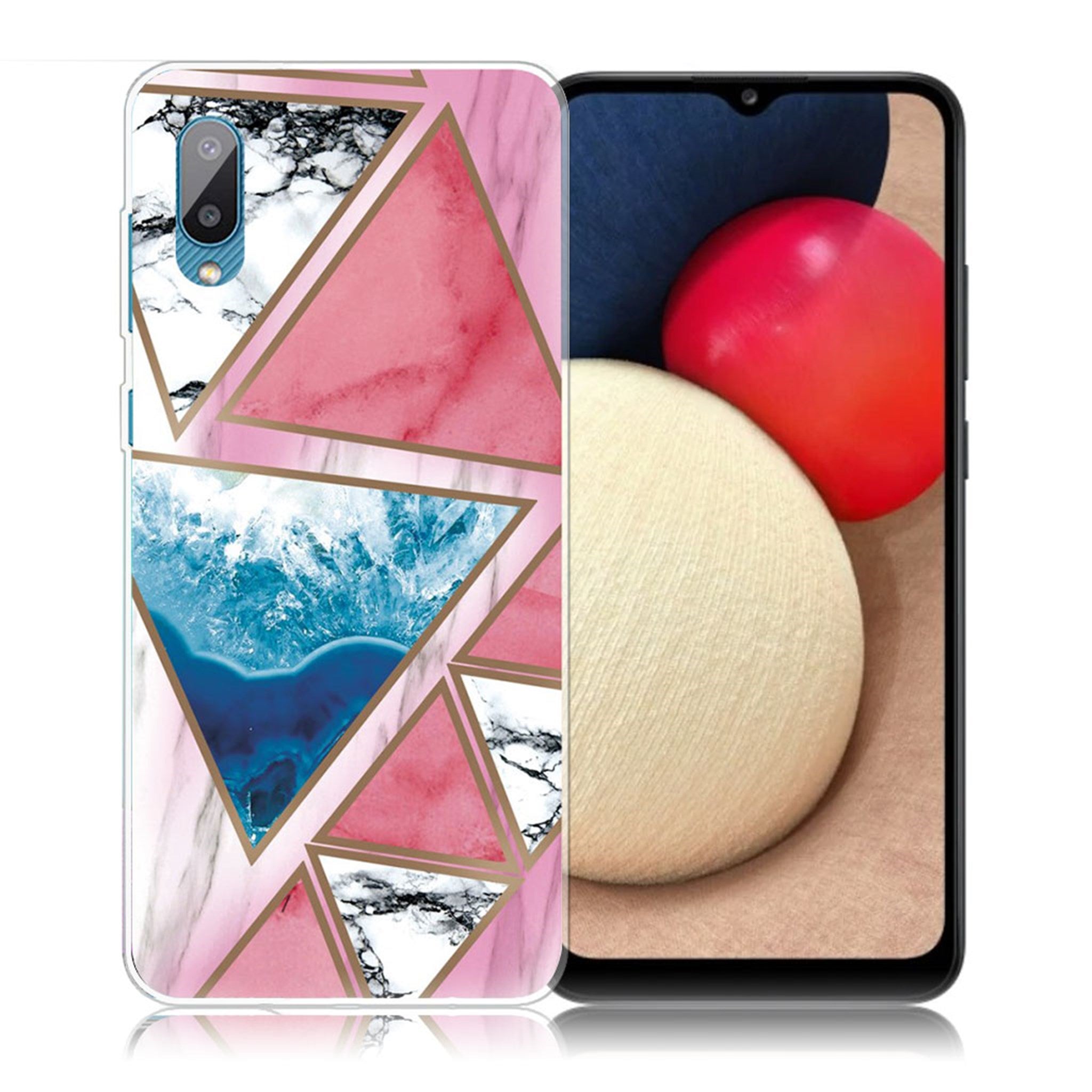 Marble Samsung Galaxy M02 / A02 case - White / Blue / Rose Triangle