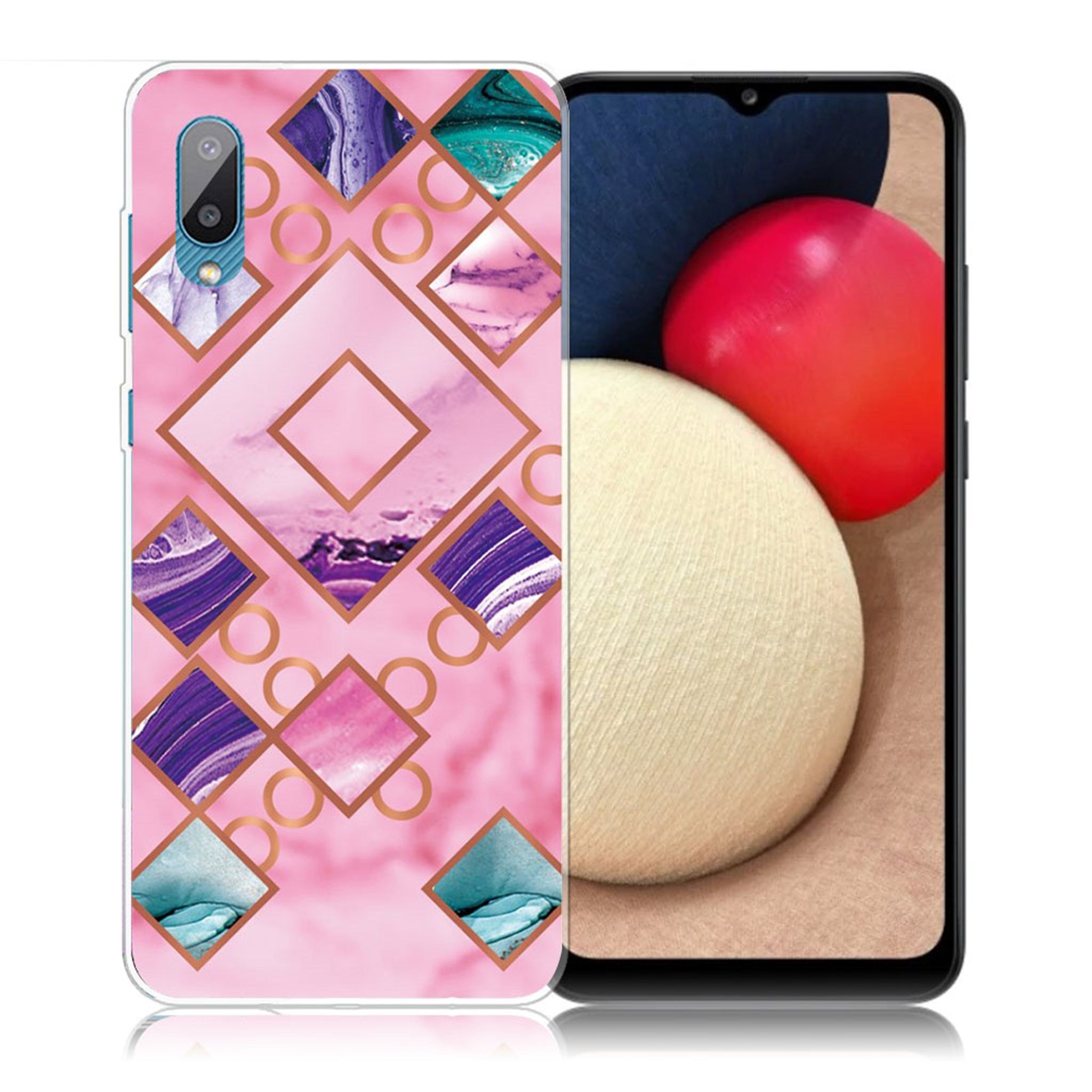 Marble Samsung Galaxy M02 / A02 case - Rose in Diamond Shapes