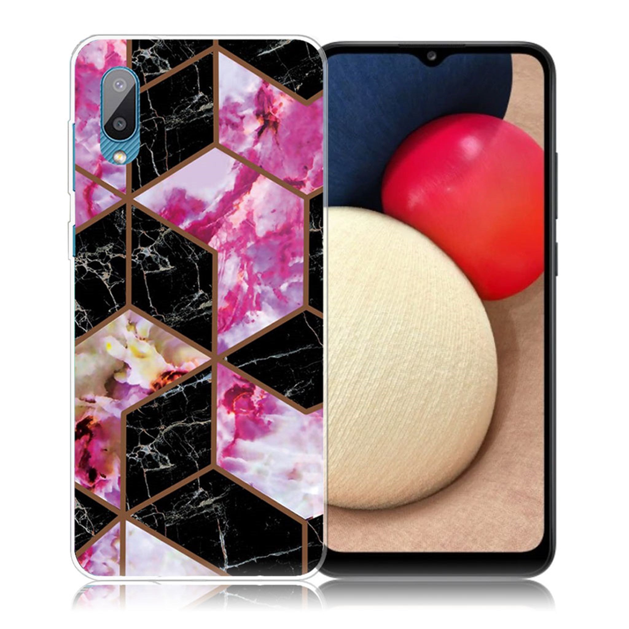 Marble Samsung Galaxy M02 / A02 case - Black and Rose Marble