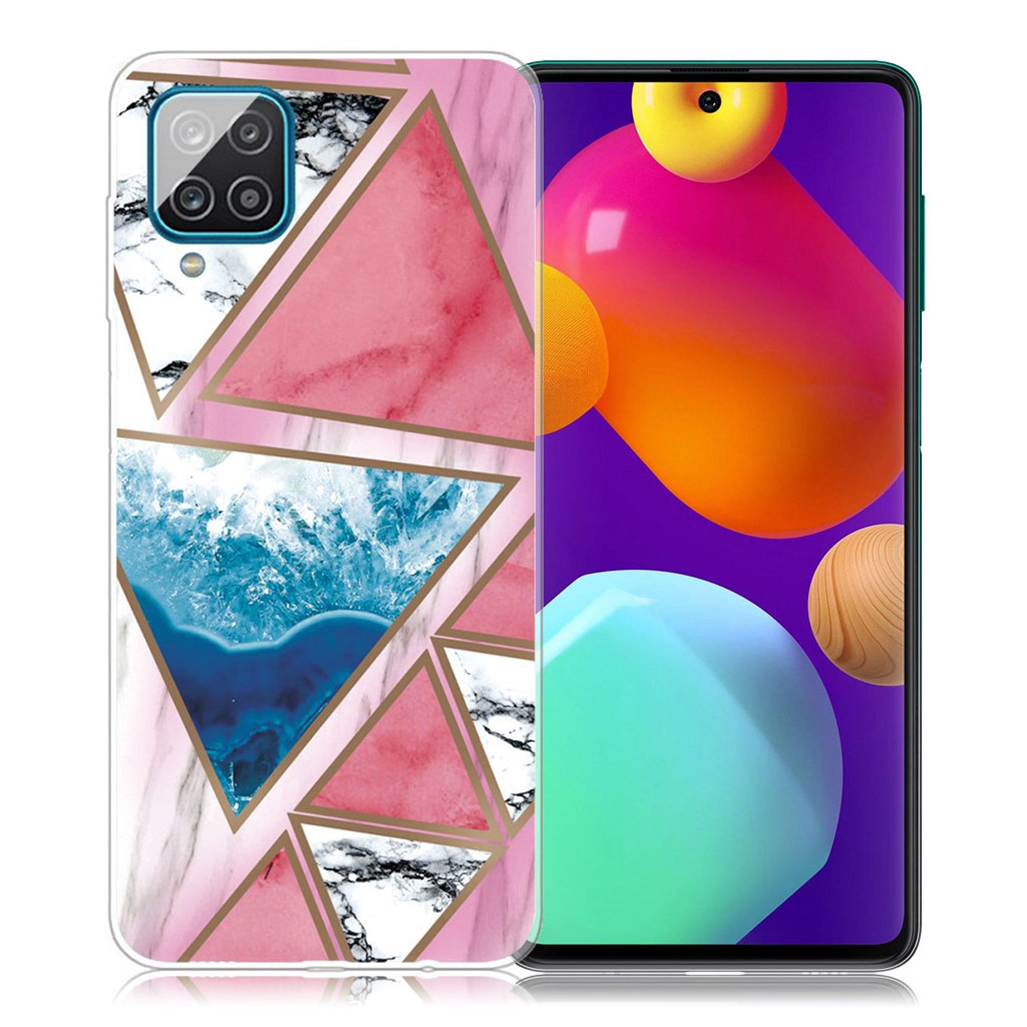 Marble Samsung Galaxy M62 / F62 case - White / Blue / Rose Triangle