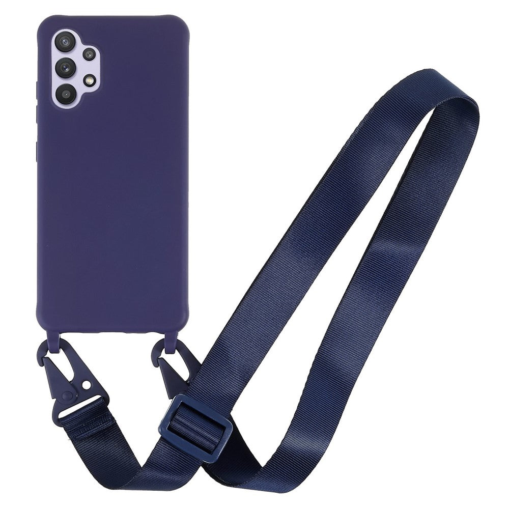 Thin TPU case with a matte finish and adjustable strap for Samsung Galaxy A32 - Dark Blue