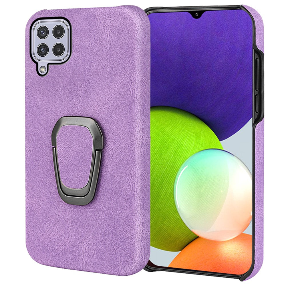 Shockproof leather cover with oval kickstand for Samsung Galaxy A22 4G - Purple