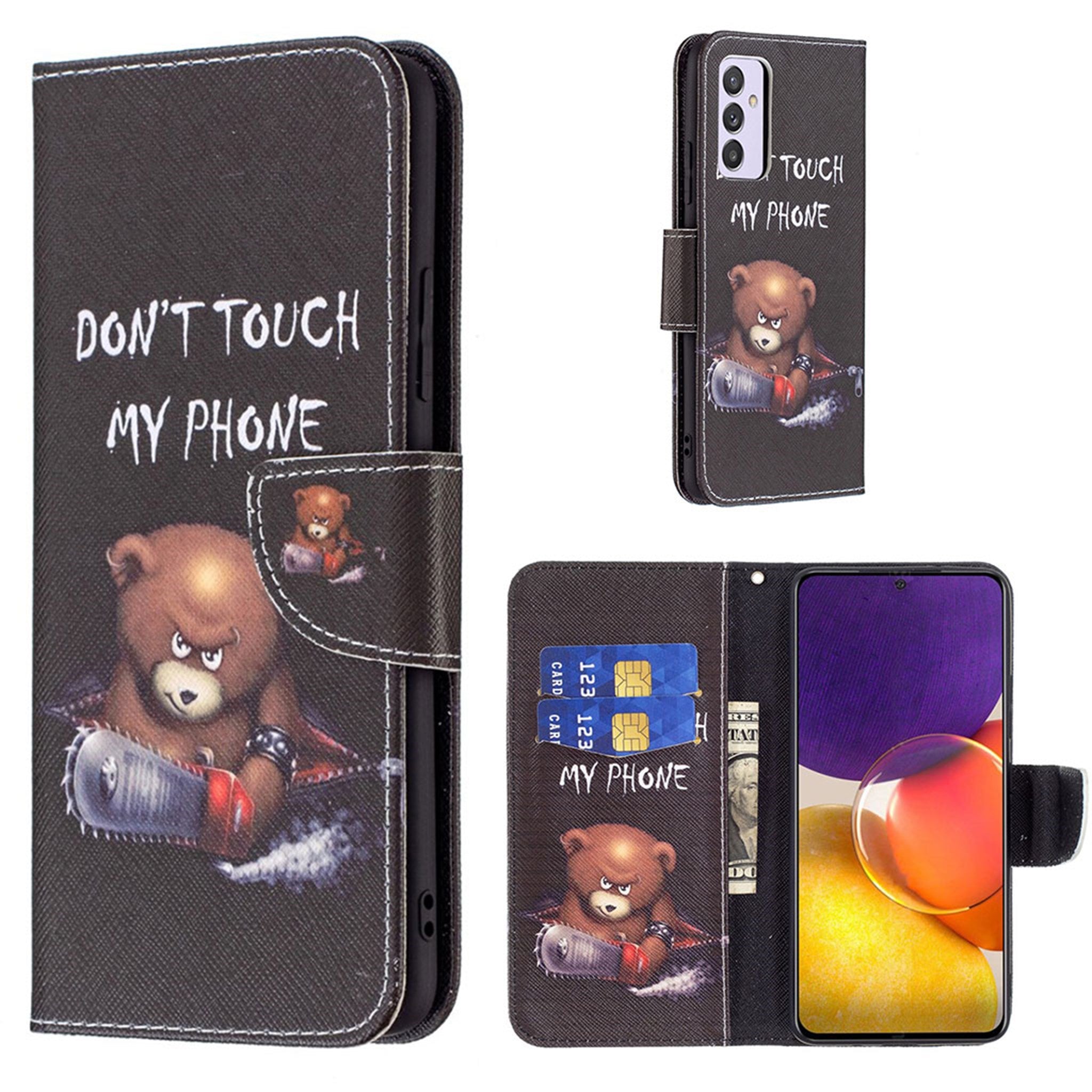 Wonderland Samsung Galaxy A82 5G flip case - Brown Bear and Warning Words