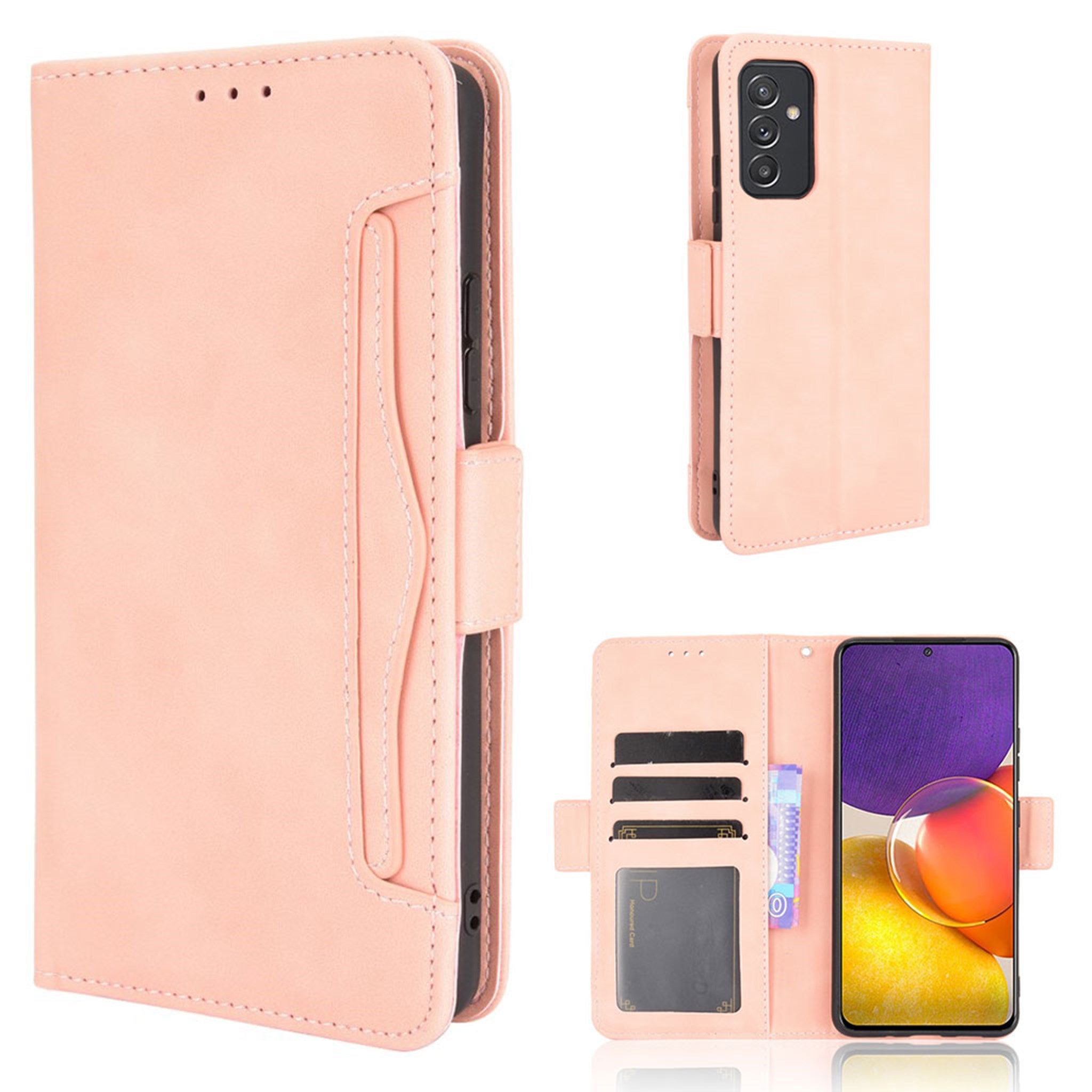 Modern-styled leather wallet case for Samsung Galaxy Quantum 2 / A82 5G - Pink