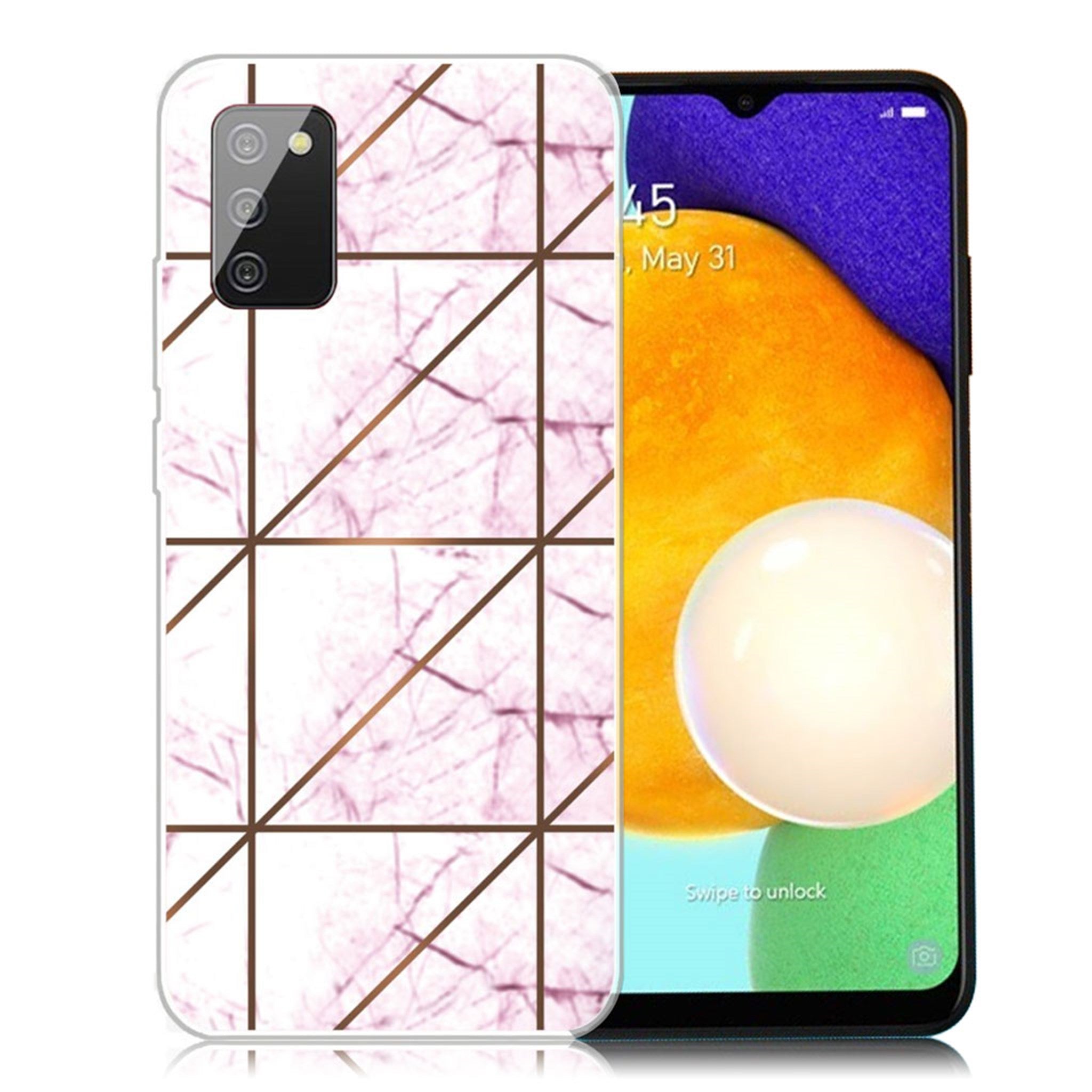 Marble Samsung Galaxy A03s case - White in Square Strike Marble