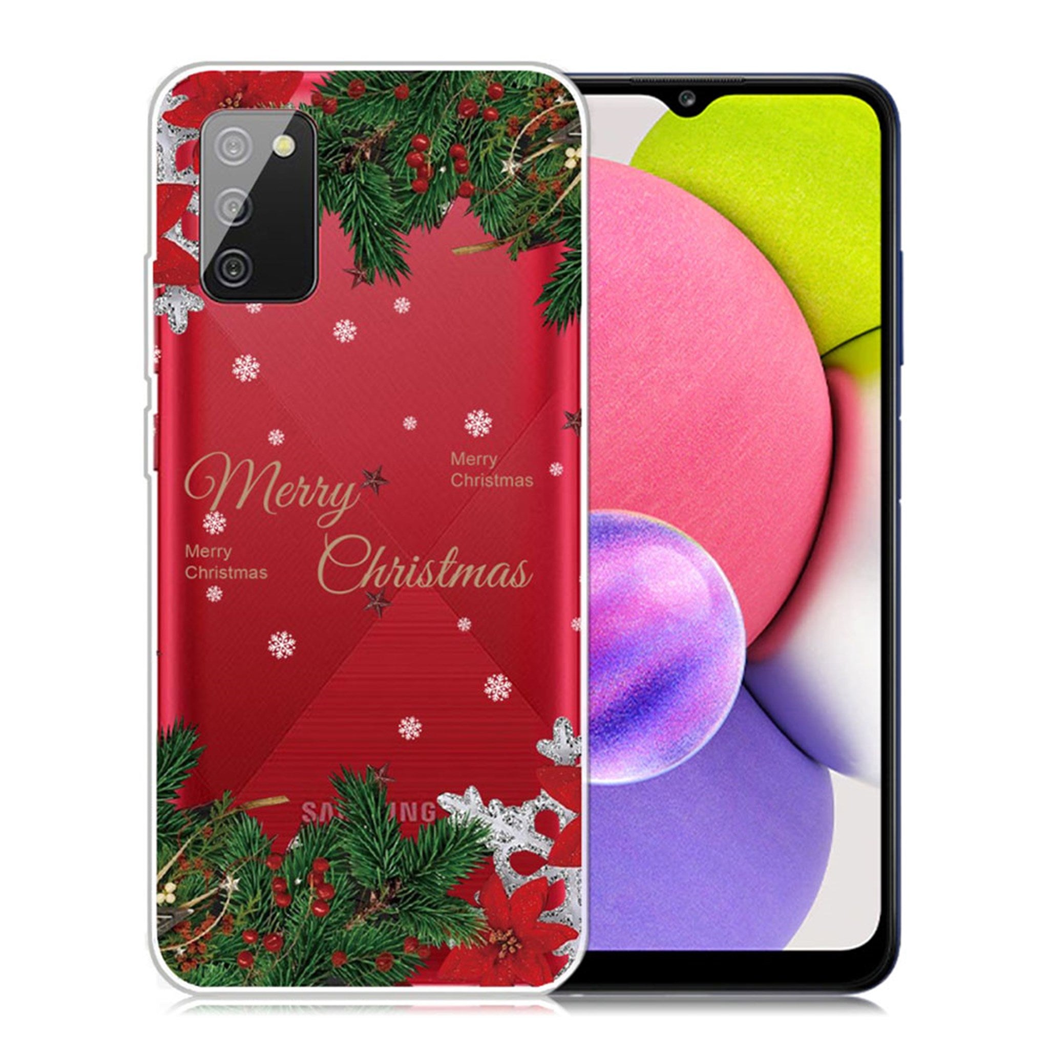 Christmas Samsung Galaxy A03s case - Pines and Snowflakes