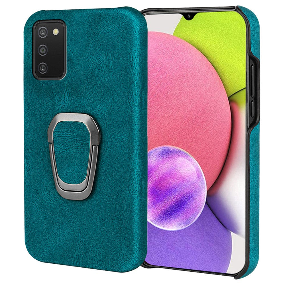 Shockproof leather cover with oval kickstand for Samsung Galaxy A03s - Cyan