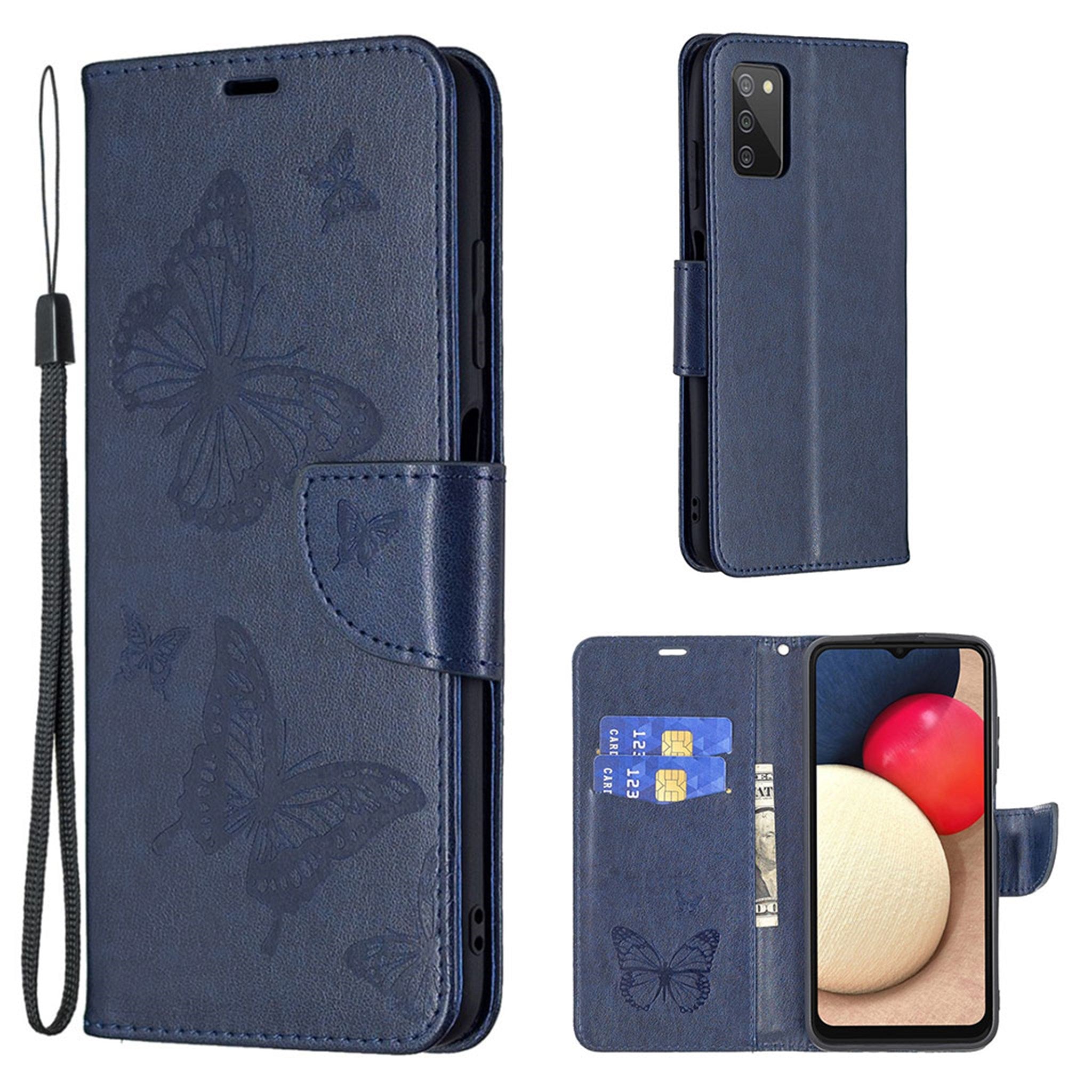 Butterfly Samsung Galaxy A03s flip case - Blue