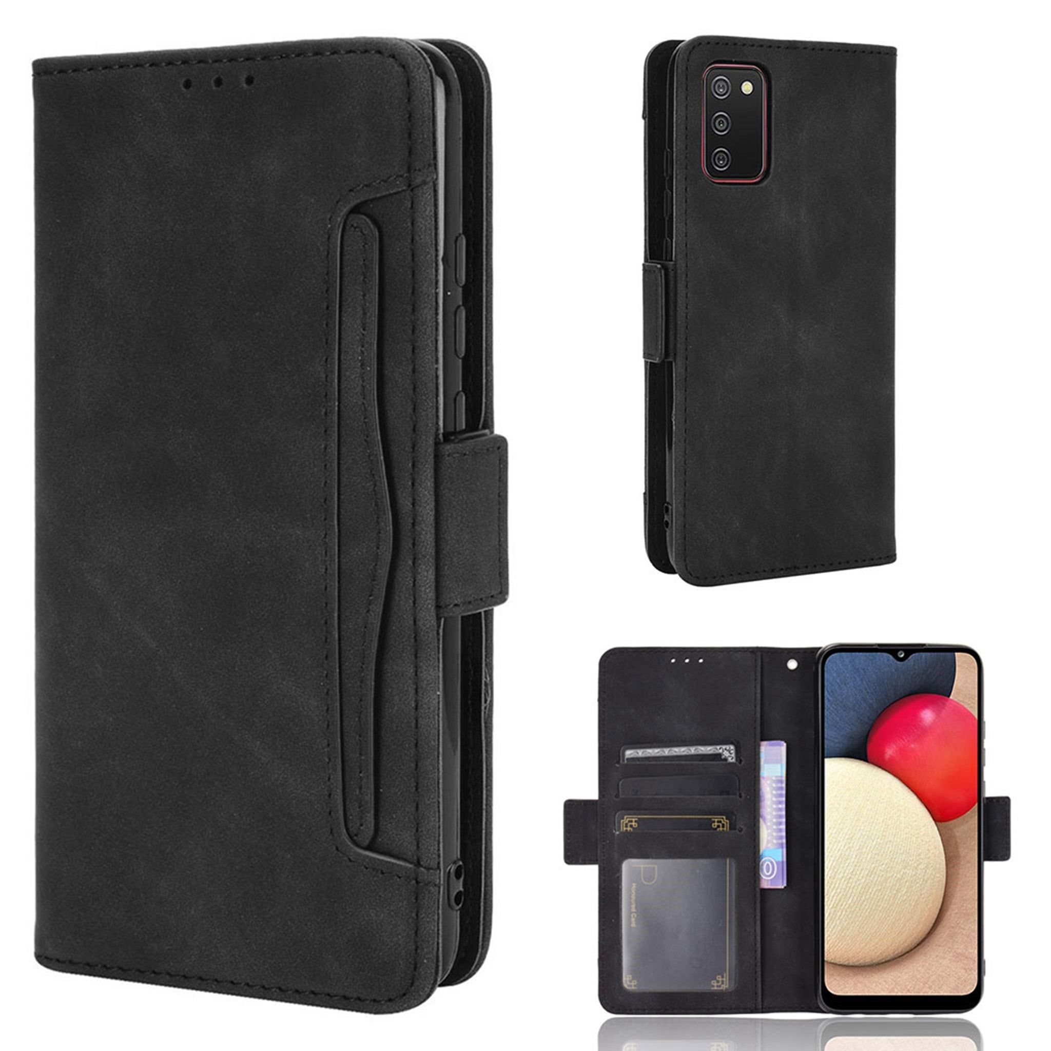 Modern-styled leather wallet case for Samsung Galaxy A03s - Black