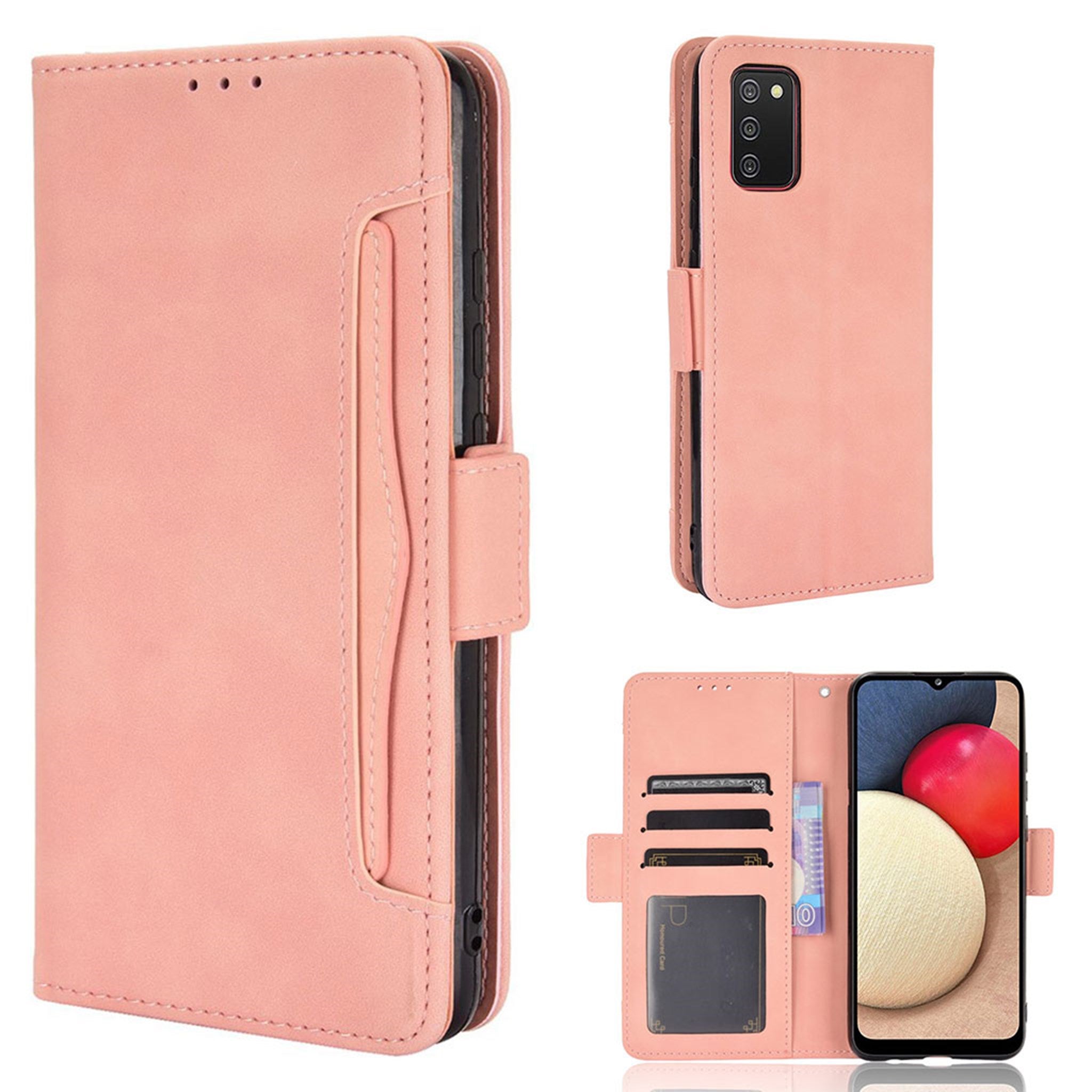Modern-styled leather wallet case for Samsung Galaxy A03s - Pink