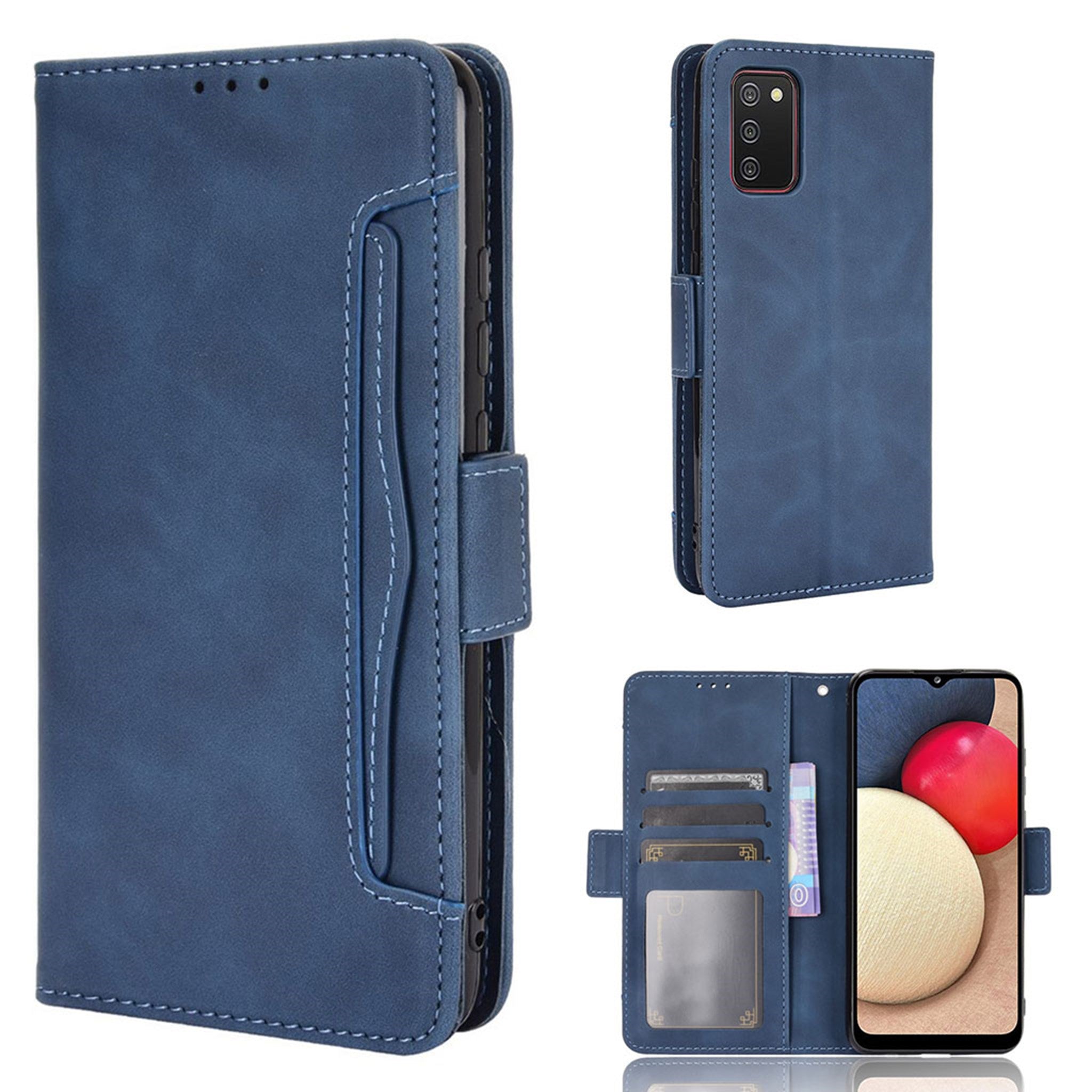 Modern-styled leather wallet case for Samsung Galaxy A03s - Blue