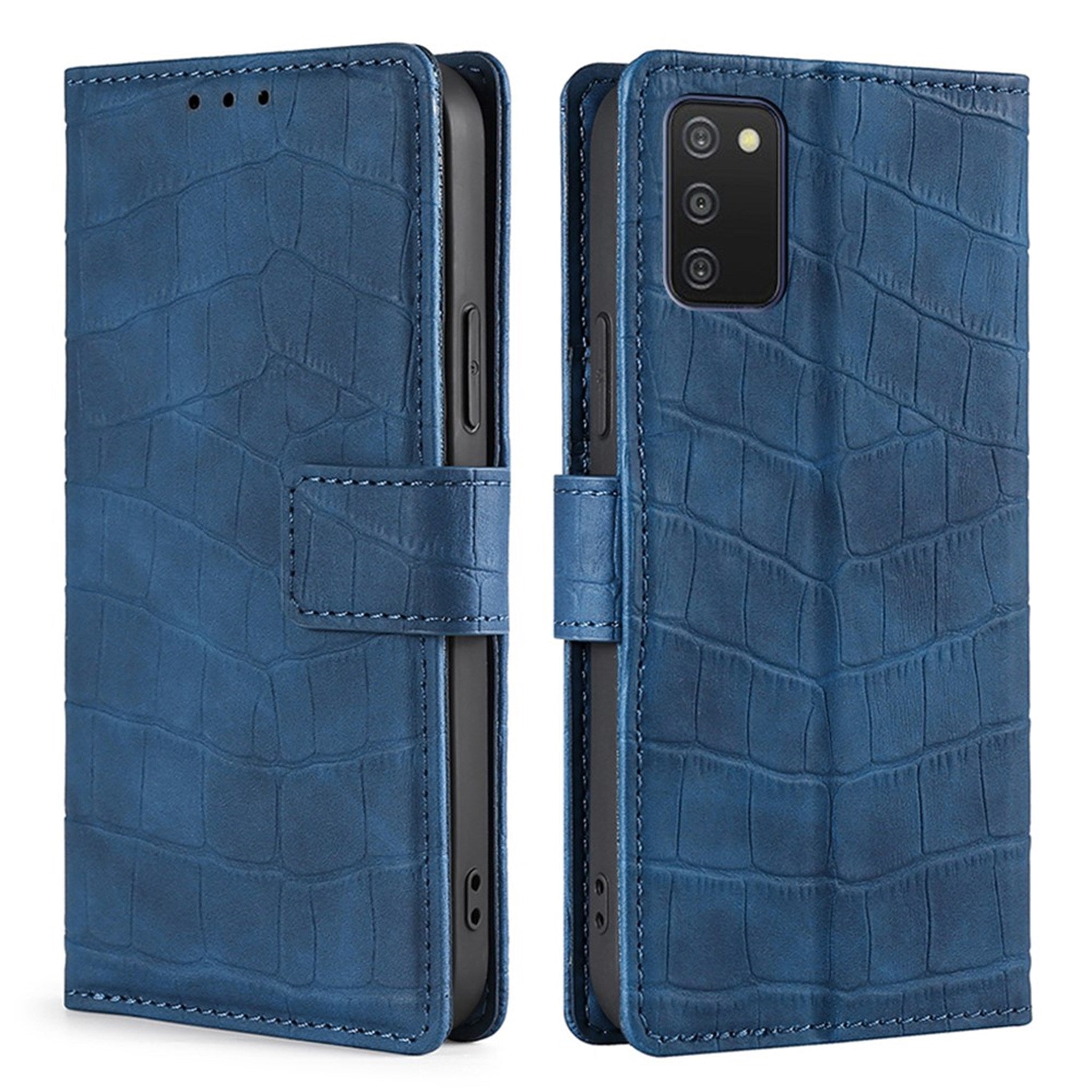 Crocodile textured leather case for Samsung Galaxy A03s - Blue