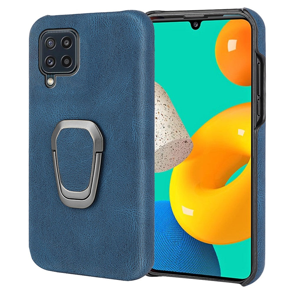 Shockproof leather cover with oval kickstand for Samsung Galaxy M32 - Blue