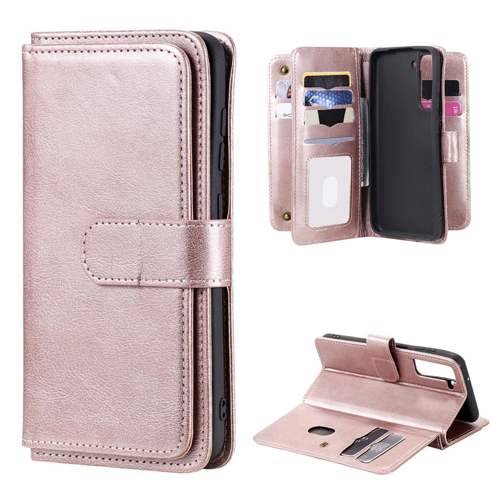 10-slot wallet case for Samsung Galaxy S21 FE - Rose Gold