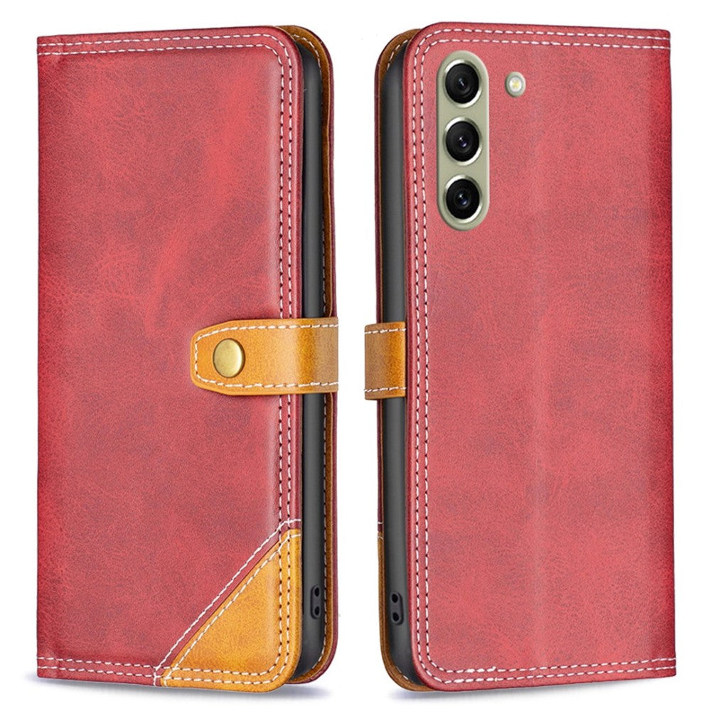 BINFEN two-color leather case for Samsung Galaxy S21 FE - Red