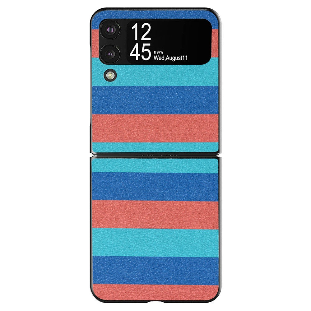 Samsung Galaxy Z Flip3 5G pattern printing leather cover - Blue Stripes