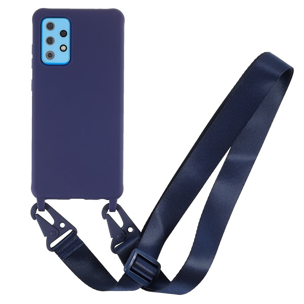 Thin TPU case with a matte finish and adjustable strap for Samsung Galaxy A52s 5G / A52 5G / A52 - Dark Blue