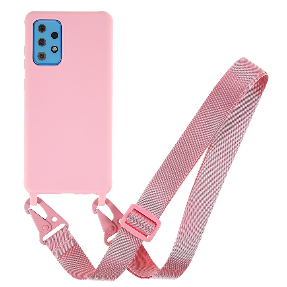 Thin TPU case with a matte finish and adjustable strap for Samsung Galaxy A52s 5G / A52 5G / A52 - Pink