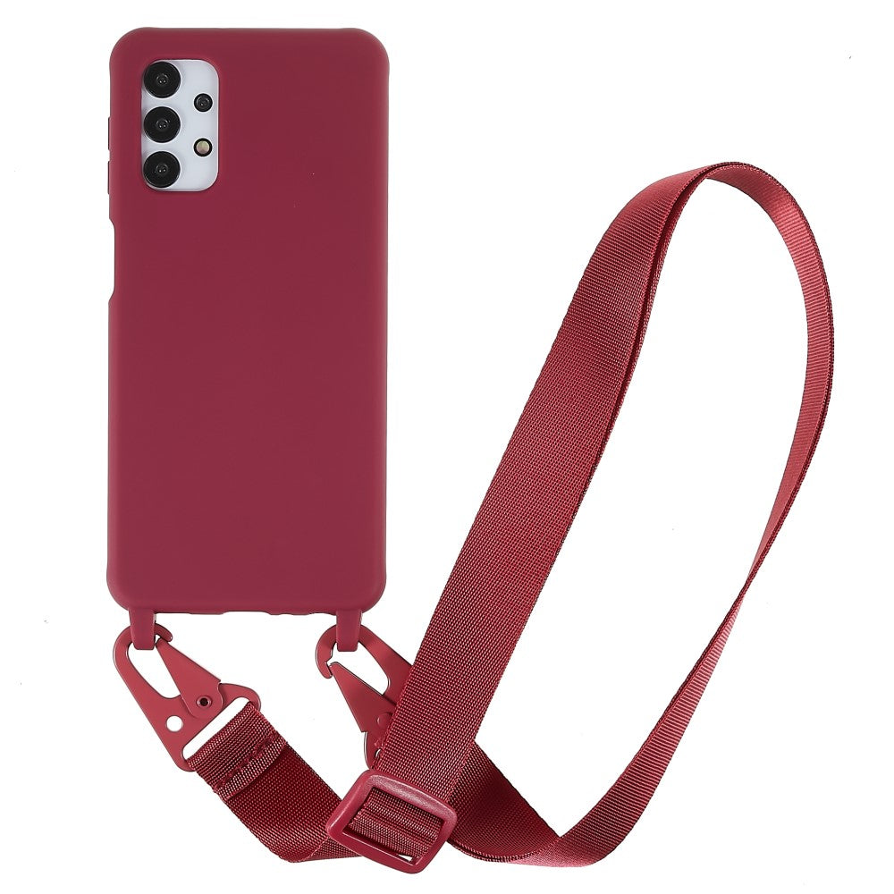 Thin TPU case with a matte finish and adjustable strap for Samsung Galaxy M32 5G / A32 5G - Red