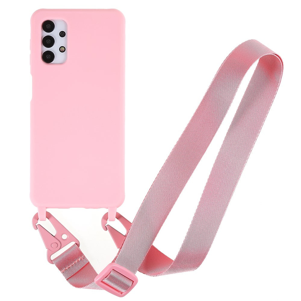 Thin TPU case with a matte finish and adjustable strap for Samsung Galaxy M32 5G / A32 5G - Pink