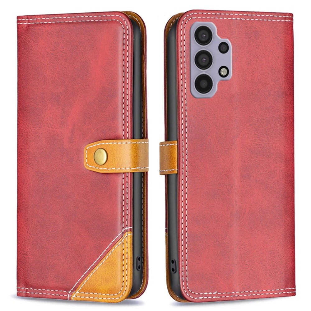 BINFEN two-color leather case for Samsung Galaxy M32 5G / A32 5G - Red