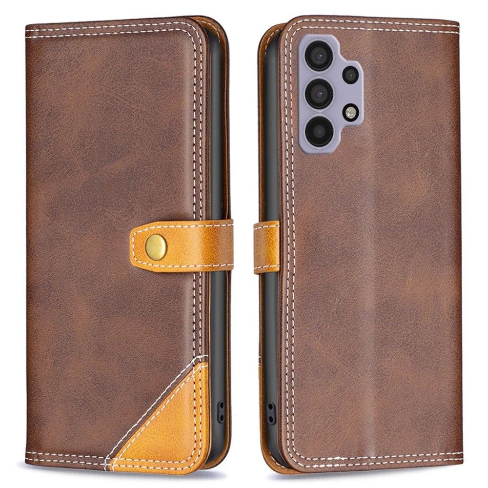 BINFEN two-color leather case for Samsung Galaxy M32 5G / A32 5G - Coffee