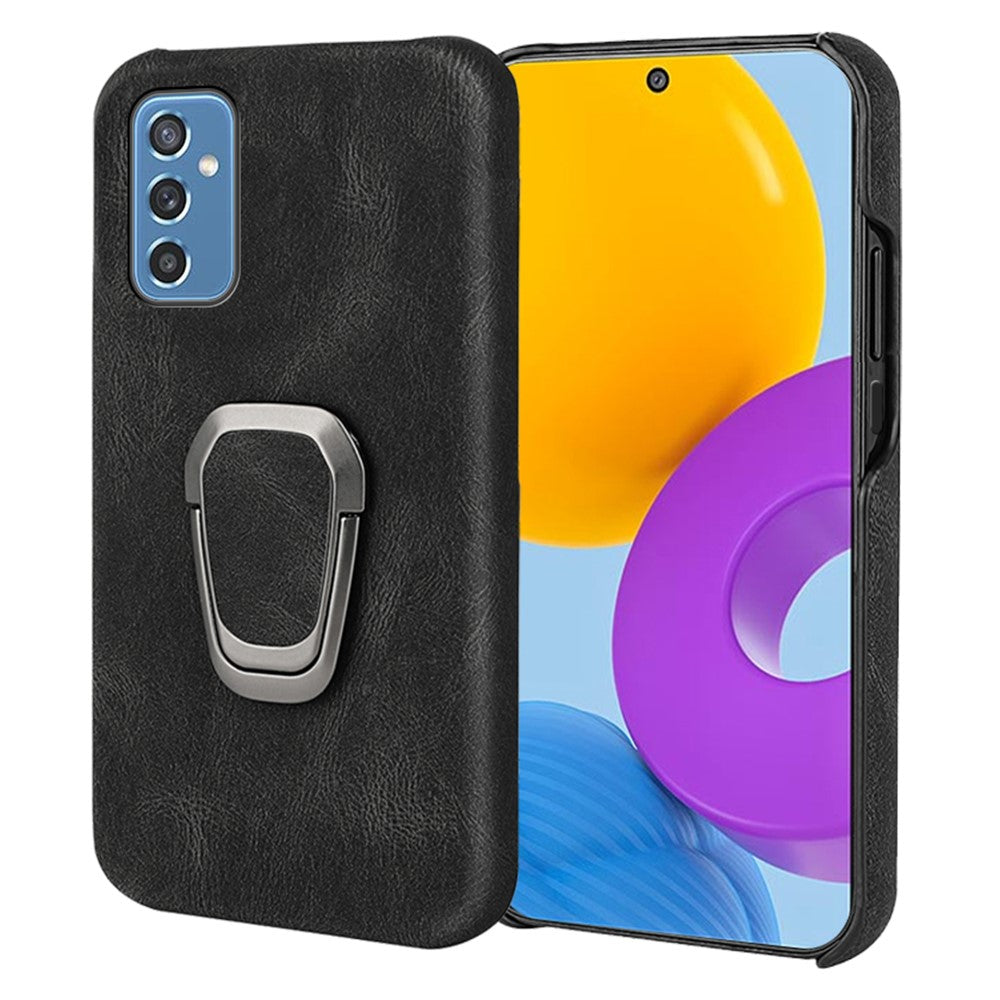 Shockproof leather cover with oval kickstand for Samsung Galaxy M52 5G - Black