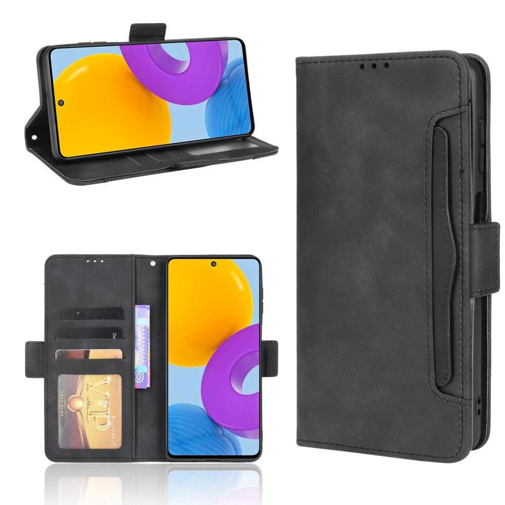 Modern-styled leather wallet case for Samsung Galaxy M52 5G - Black