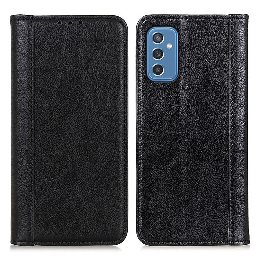 Genuine leather case with magnetic closure for Samsung Galaxy M52 5G - Black