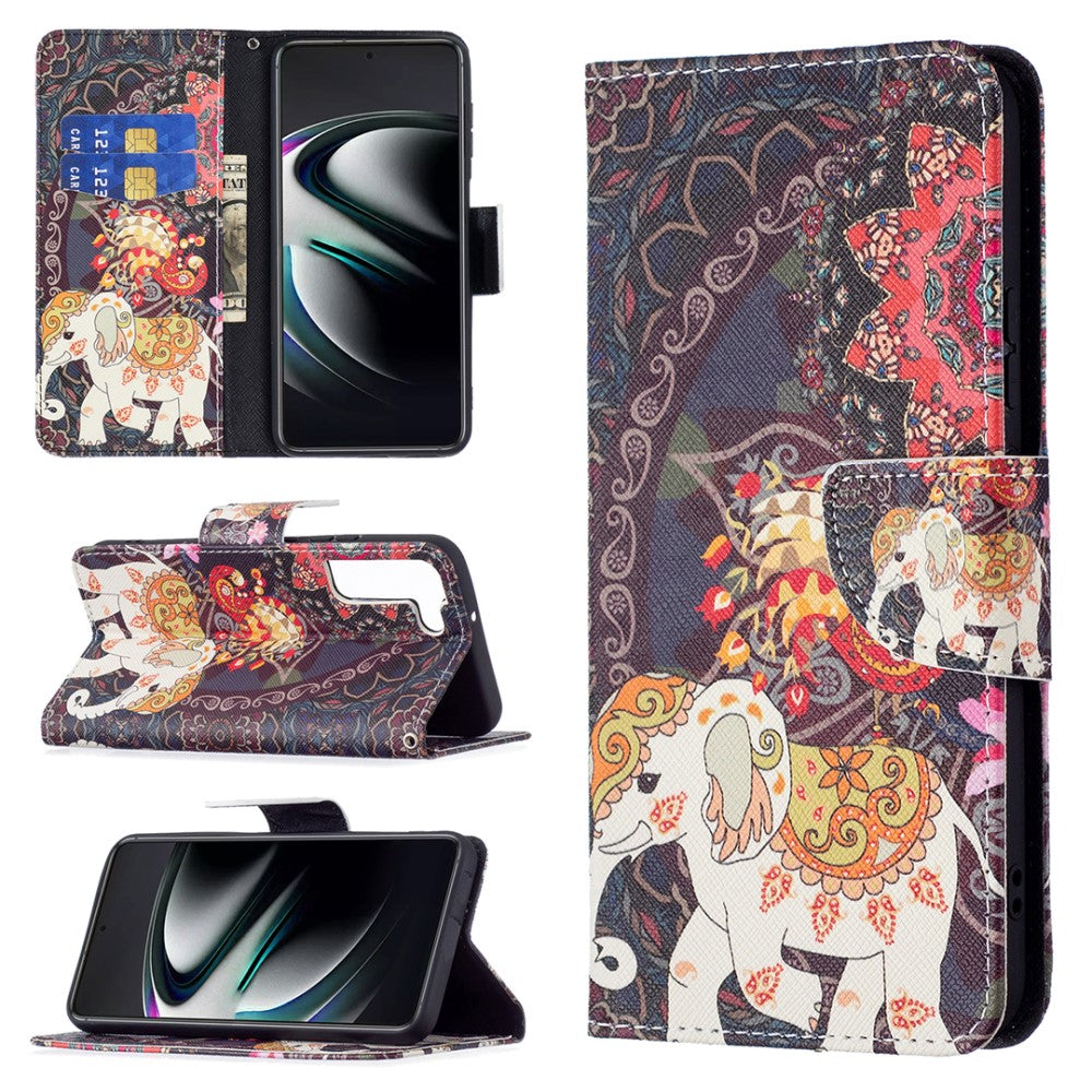Wonderland Samsung Galaxy S22 Plus flip case - Malanda Flower and Elephant