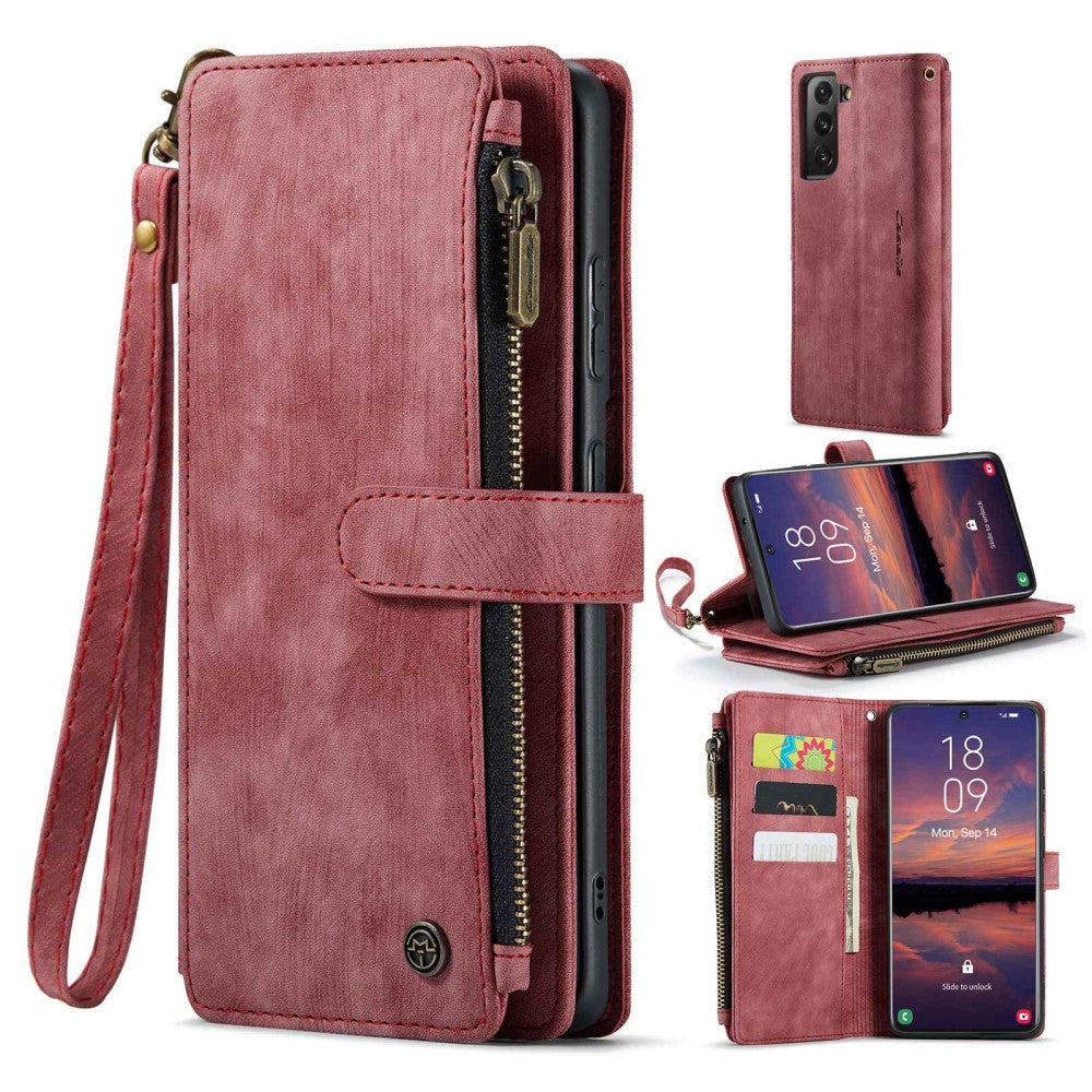 CaseMe zipper-wallet phone case for Samsung Galaxy S22 Plus - Red