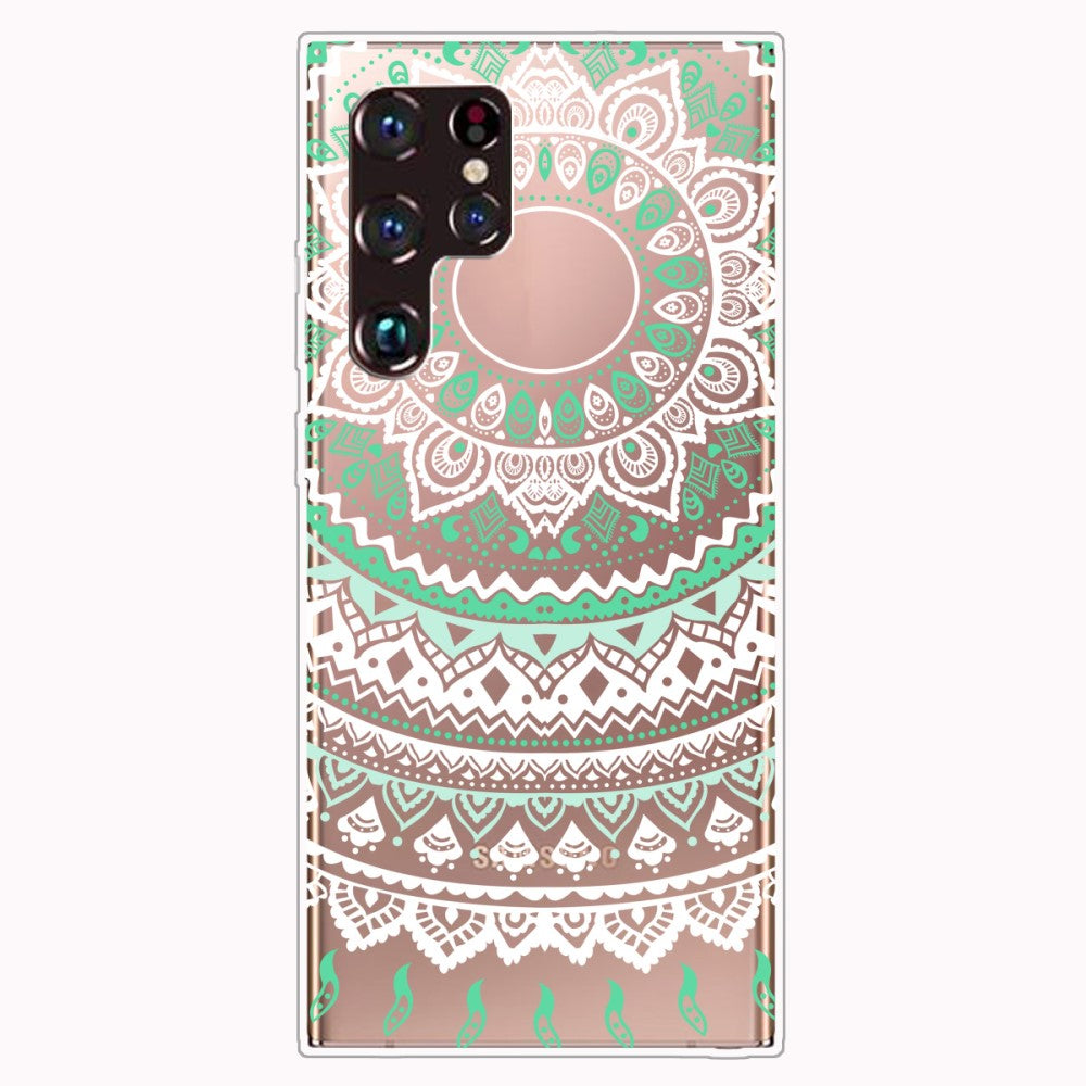 Deco Samsung Galaxy S22 Ultra case - Green / White Mandala