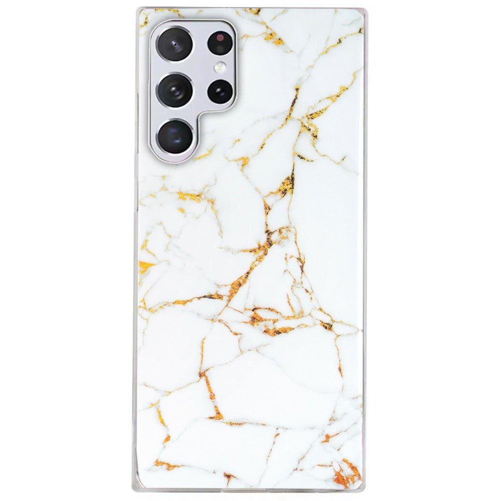 Marble Samsung Galaxy S22 Ultra case - White