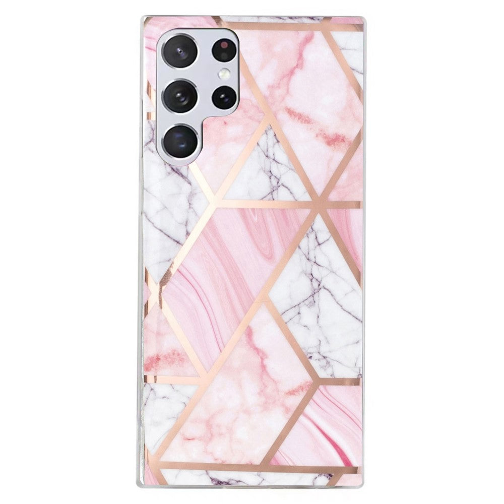 Marble Samsung Galaxy S22 Ultra case - White Gravel / Pink Marble