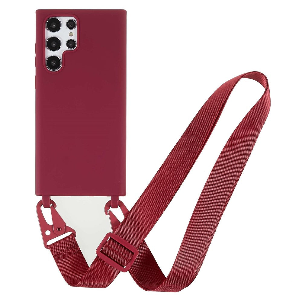 Thin TPU case with a matte finish and adjustable strap for Samsung Galaxy S22 Ultra - Red