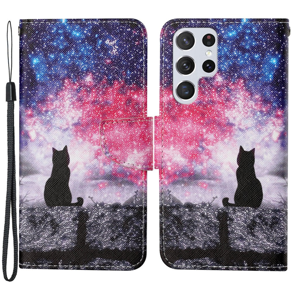 Wonderland Samsung Galaxy S22 Ultra flip case - Starry Sky / Cat
