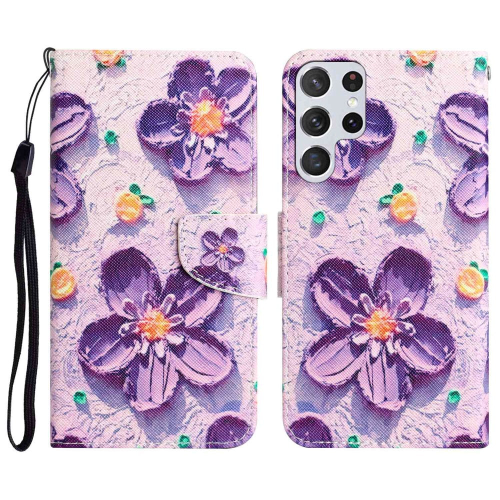 Wonderland Samsung Galaxy S22 Ultra flip case - Purple Flower