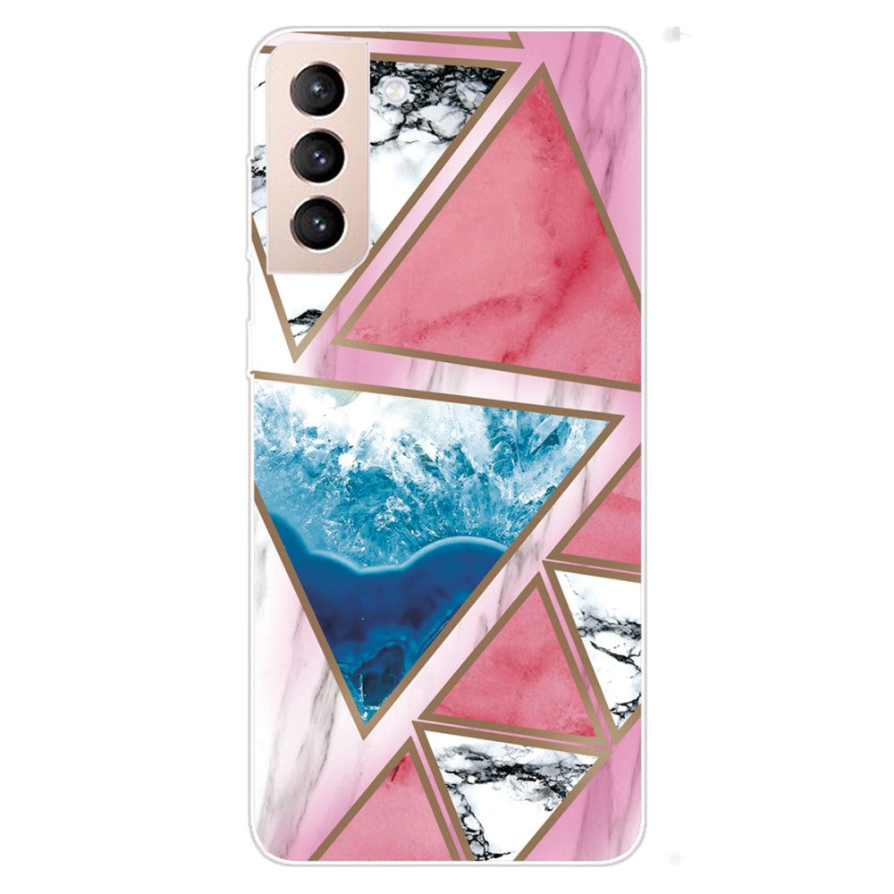 Marble Samsung Galaxy S22 case - White / Blue / Rose Triangle