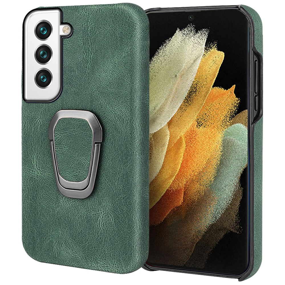 Shockproof leather cover with oval kickstand for Samsung Galaxy S22 - Green