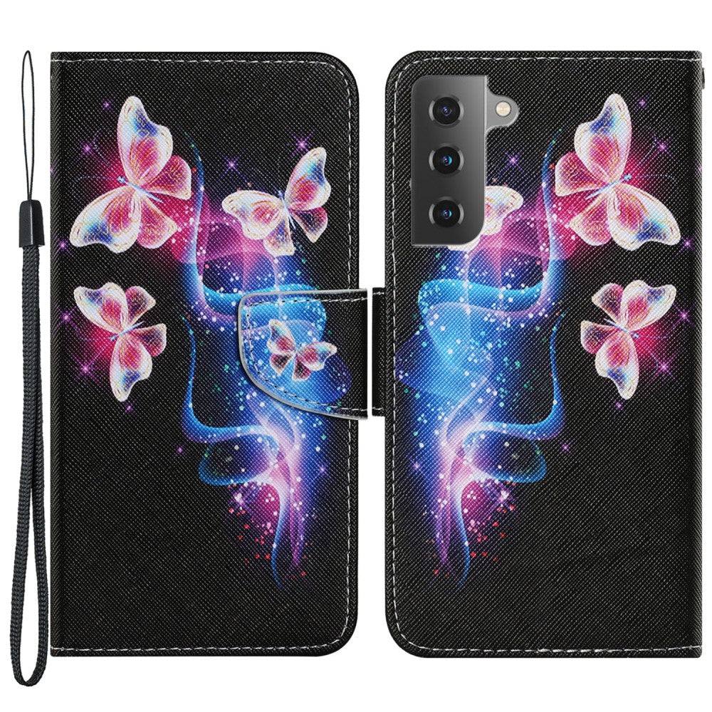 Wonderland Samsung Galaxy S22 flip case - Three Fluorescent Butterflies