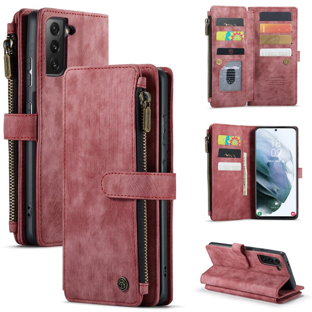 CaseMe zipper-wallet phone case for Samsung Galaxy S22 - Red