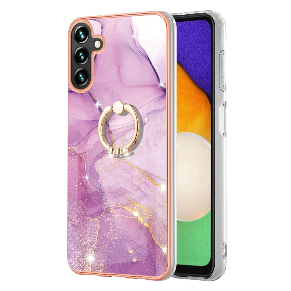 Marble patterned cover with ring holder for Samsung Galaxy A13 5G - Pink Marble Haze