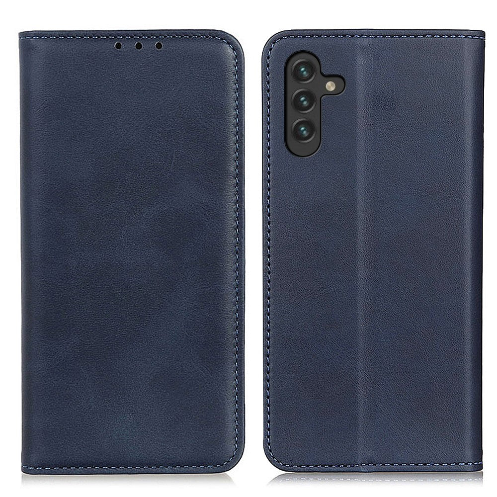 Wallet-style genuine leather flipcase for Samsung Galaxy A13 5G - Blue