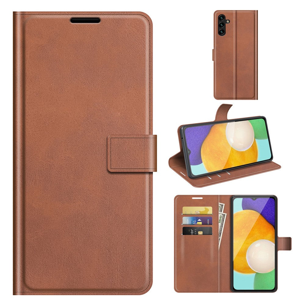Wallet-style leather case for Samsung Galaxy A13 5G - Light Brown