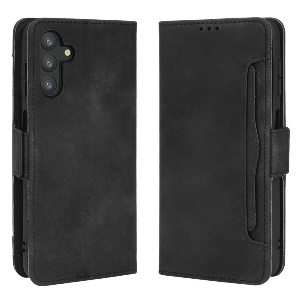 Modern-styled leather wallet case for Samsung Galaxy A13 5G - Black