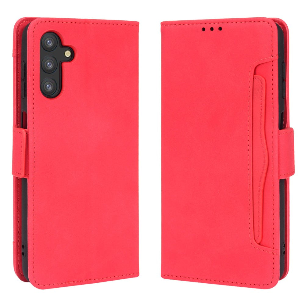 Modern-styled leather wallet case for Samsung Galaxy A13 5G - Red